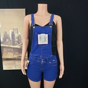 Blue Overall Curvy Skinny Push Up Small